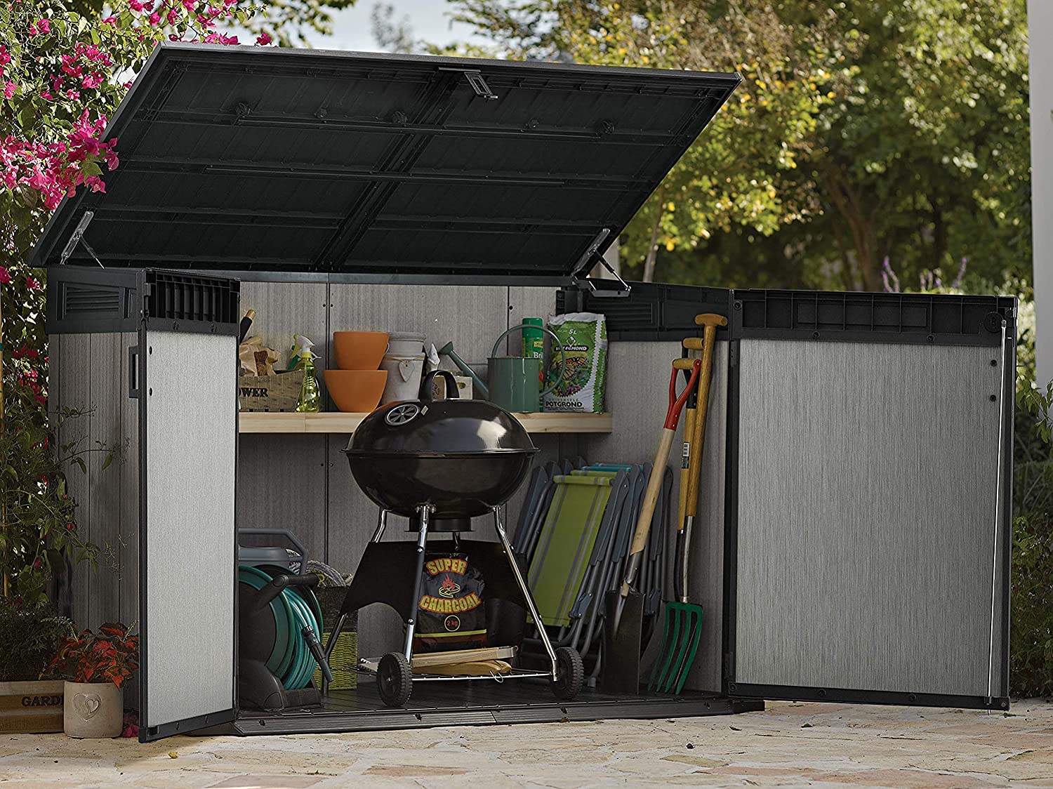 Keter Grande Store 2020L Outdoor Storage Shed – Grey, Heavy-Duty Duotech Design